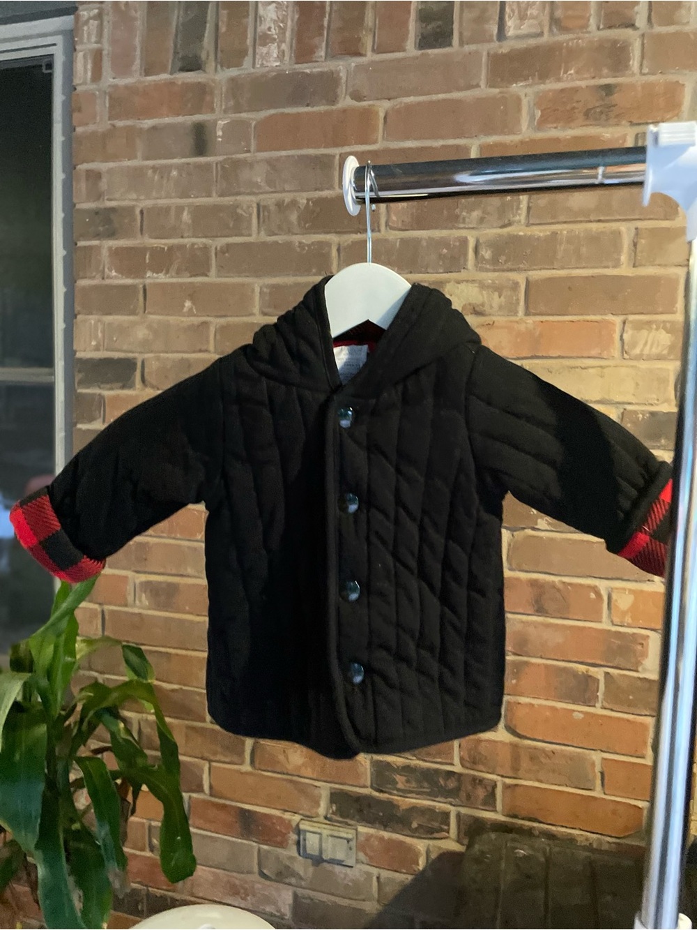First Impressions Black Quilted Hooded winter jacket 12 month #171